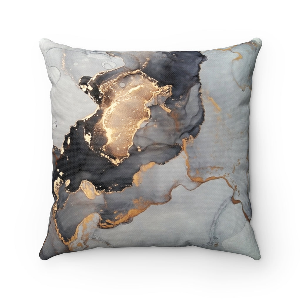 Designart 'Fractal Golden Blue Structure' Contemporary Throw Pillow - Square - 18 in. x 18 in. - Medium