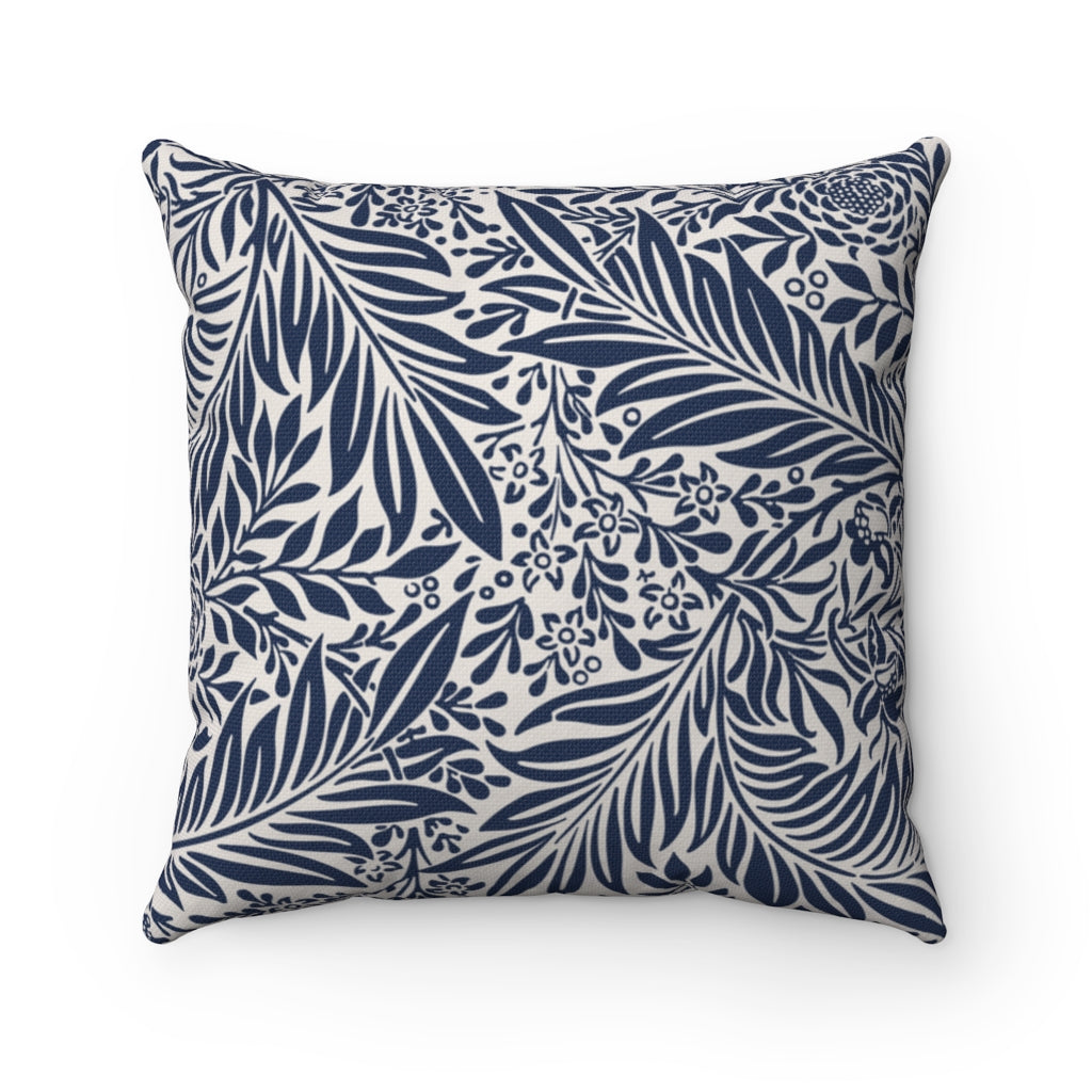 Tiah Cove Blue Leaf Floral Throw Pillow