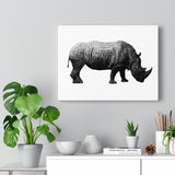 Rhinoceros Modern Line Drawing Canvas Wall Art