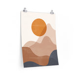 Moon and Mountains Modern Abstract Boho Premium Matte Vertical Poster