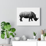 Rhinoceros Modern Line Drawing Canvas Wall Art