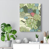 Cacti Succulents Lizard Dessert Hand Drawn Landscape Canvas Wall Art